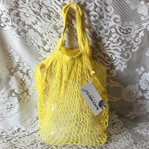 NWT BLACK BIRD ELF YELLOW MARKET BAG - Picture 8 of 8